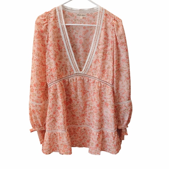 For Love And Lemons Dresses & Skirts - For Love & Lemons Pink Floral Crochet-Trim dress